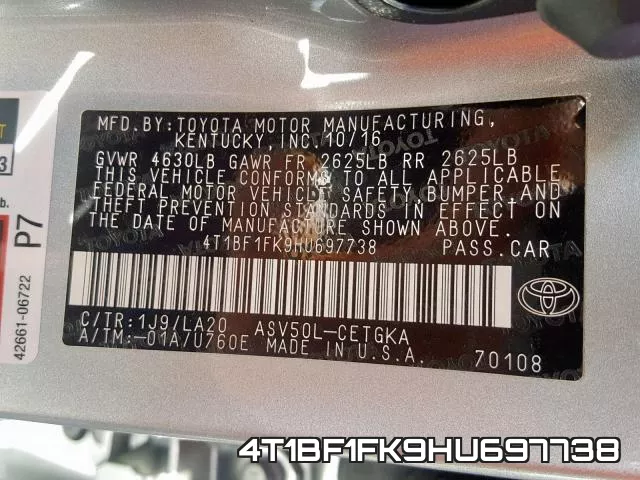 4T1BF1FK9HU697738 фото 2