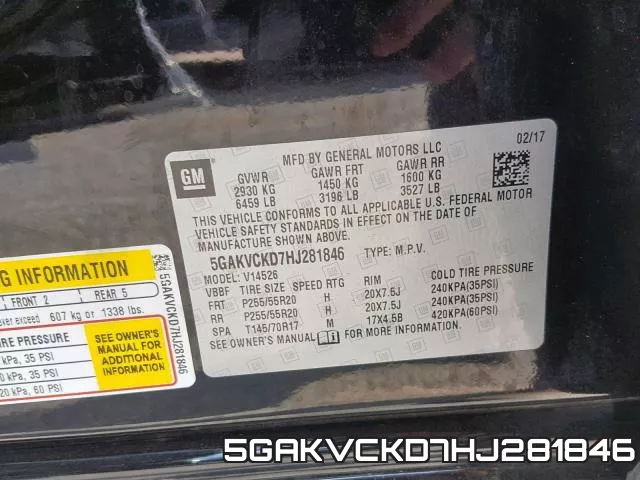 5GAKVCKD7HJ281846 фото 2
