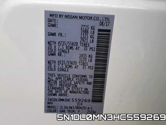 5N1DL0MN3HC559269 фото 2