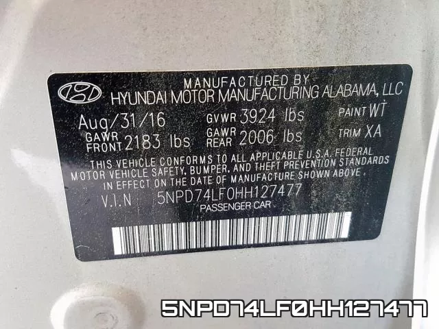 5NPD74LF0HH127477 фото 2
