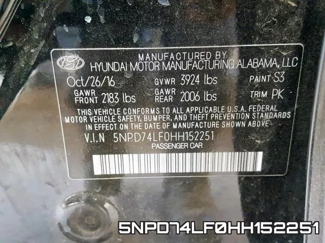 5NPD74LF0HH152251 фото 2