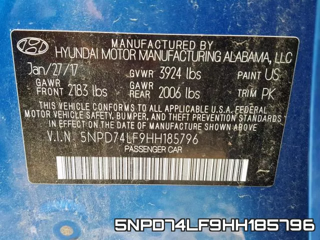 5NPD74LF9HH185796 фото 2