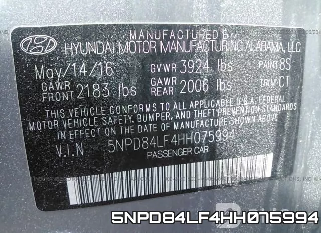 5NPD84LF4HH075994 фото 10