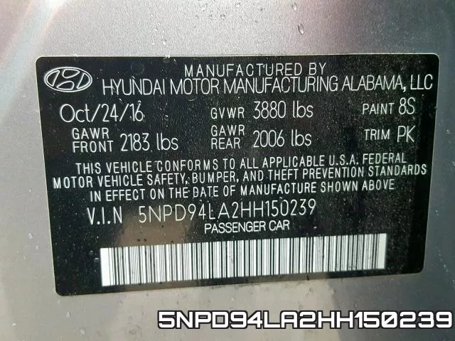 5NPD94LA2HH150239 фото 2