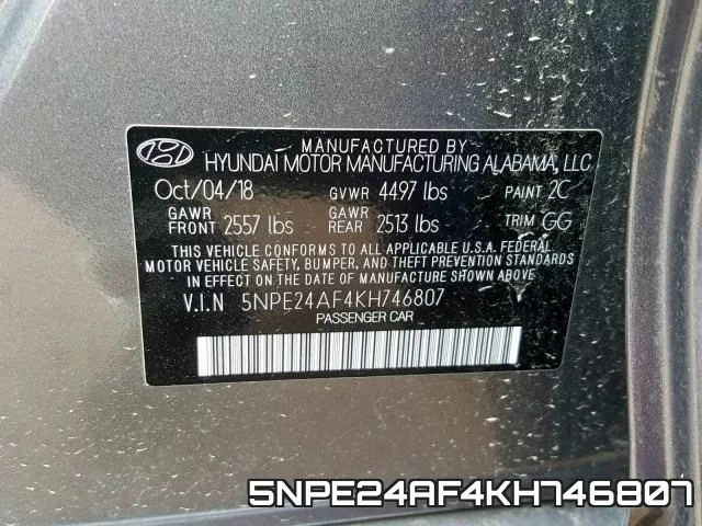 5NPE24AF4KH746807 фото 2