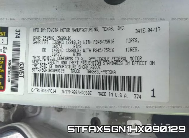 5TFAX5GN1HX090129 фото 10