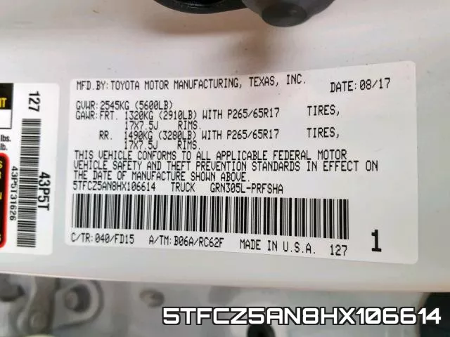 5TFCZ5AN8HX106614 фото 2