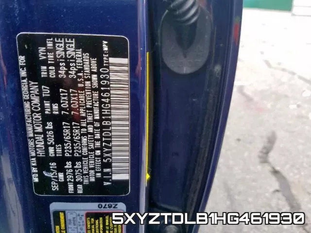 5XYZTDLB1HG461930 фото 2