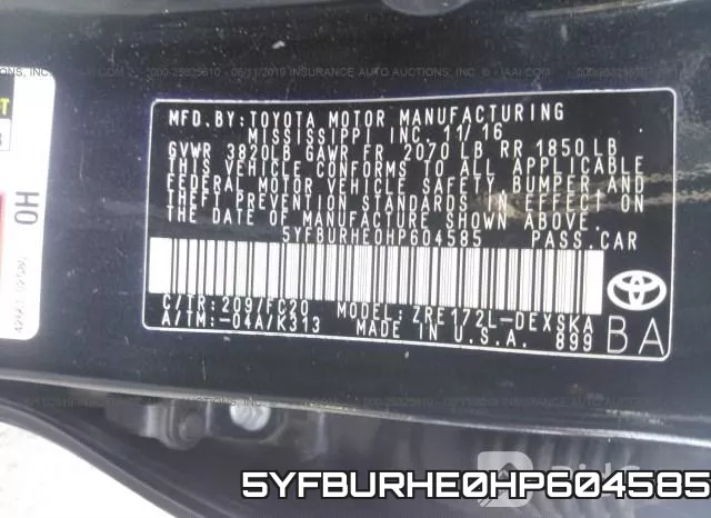 5YFBURHE0HP604585 фото 10