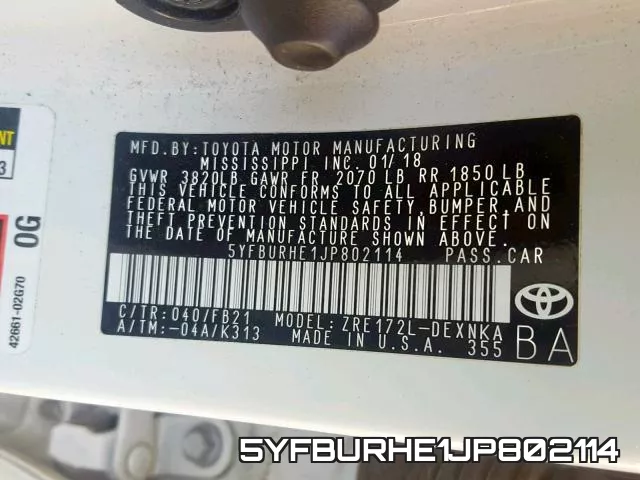5YFBURHE1JP802114 фото 2