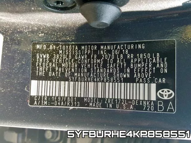 5YFBURHE4KP858551 фото 2