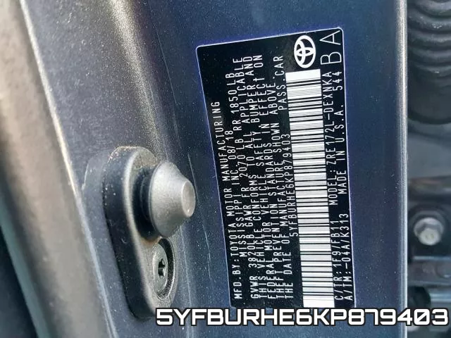 5YFBURHE6KP879403 фото 2