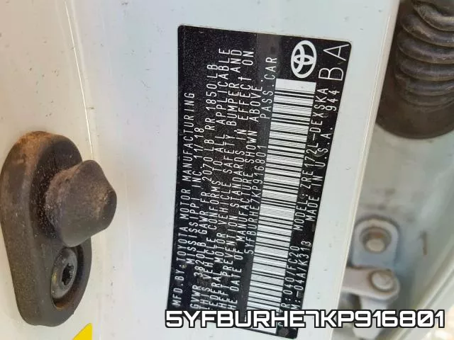 5YFBURHE7KP916801 фото 2
