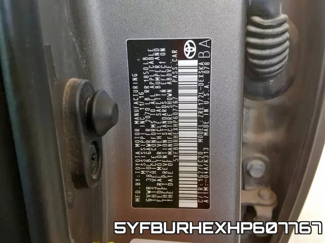5YFBURHEXHP607767 фото 2