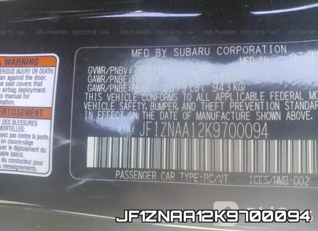 JF1ZNAA12K9700094 фото 10