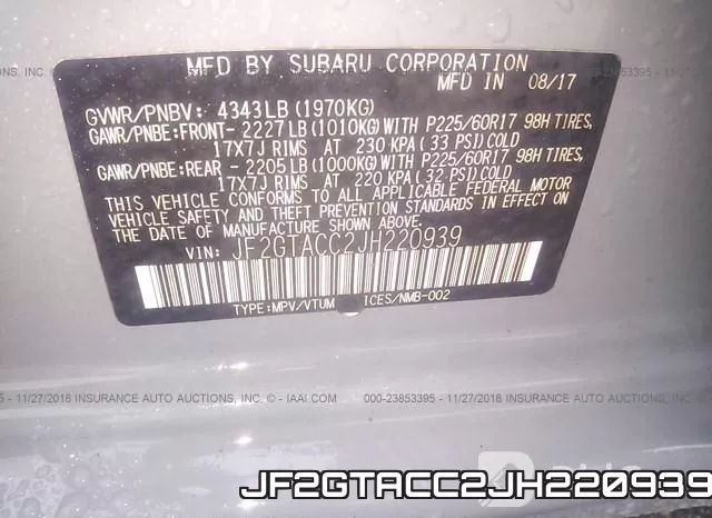 JF2GTACC2JH220939 фото 10