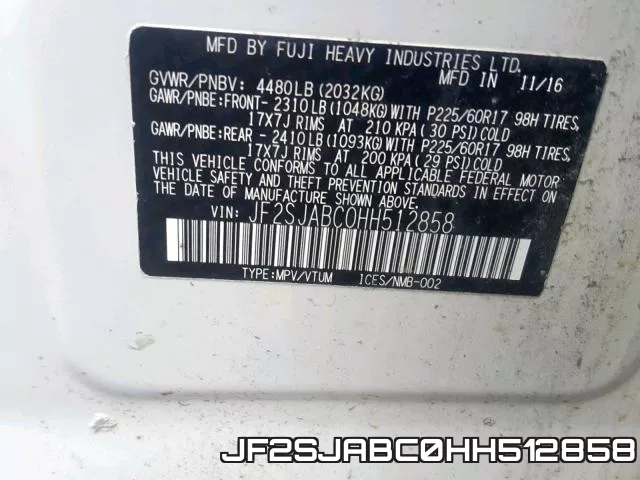 JF2SJABC0HH512858 фото 2