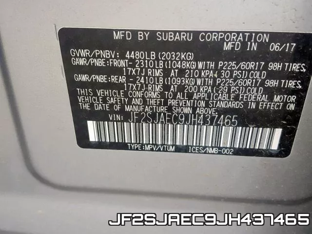 JF2SJAEC9JH437465 фото 2
