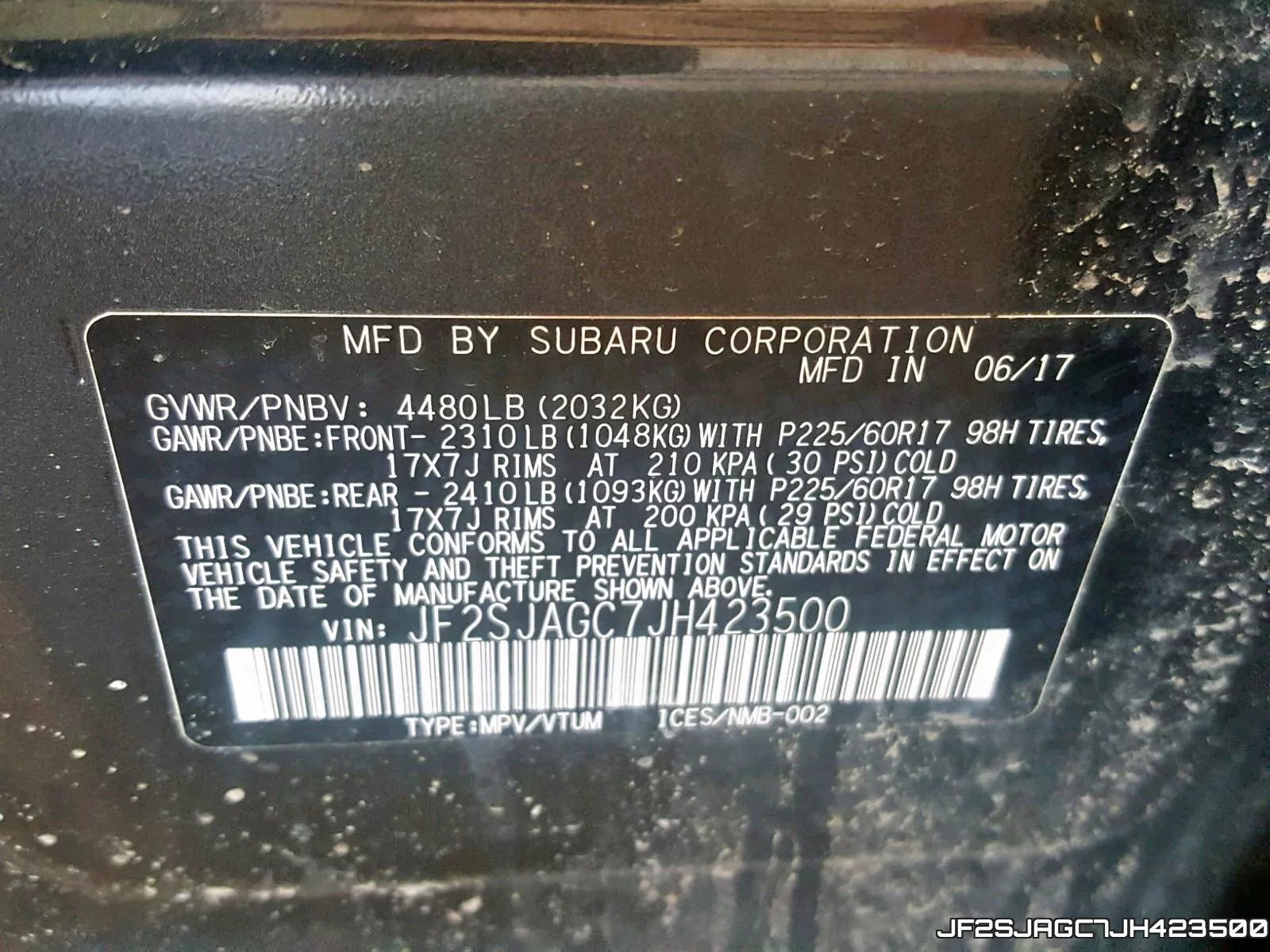 JF2SJAGC7JH423500 фото 2
