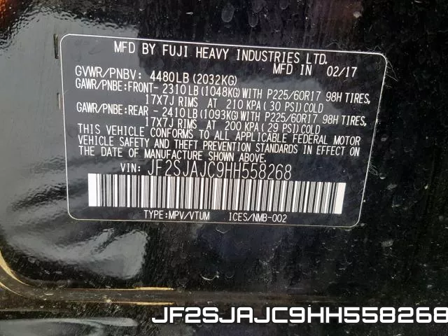 JF2SJAJC9HH558268 фото 2
