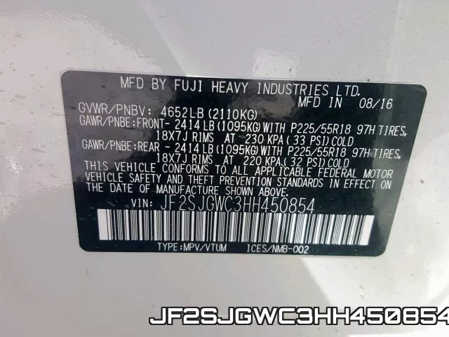 JF2SJGWC3HH450854 фото 2