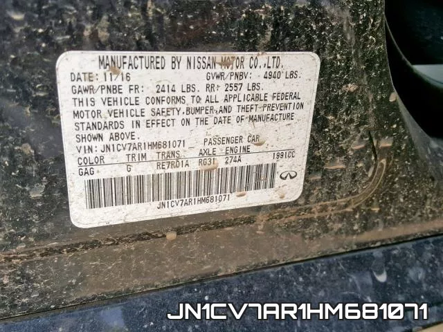 JN1CV7AR1HM681071 фото 2