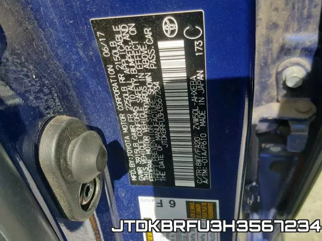 JTDKBRFU3H3567234 фото 2
