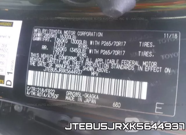 JTEBU5JRXK5644937 фото 10