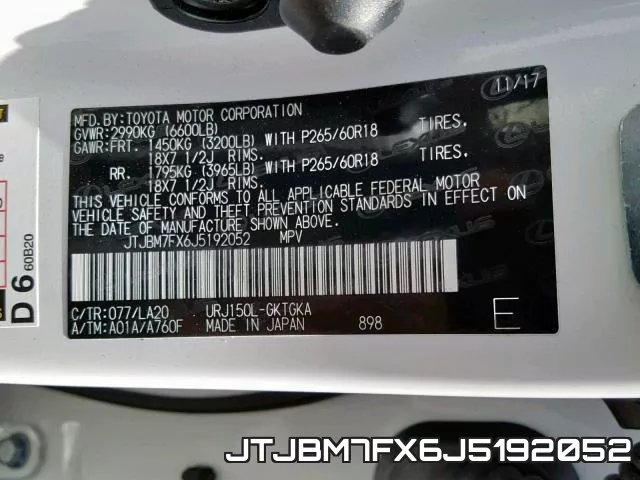 JTJBM7FX6J5192052 фото 2