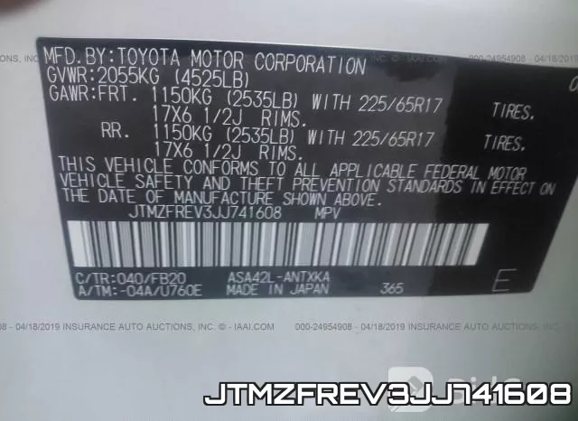 JTMZFREV3JJ741608 фото 10