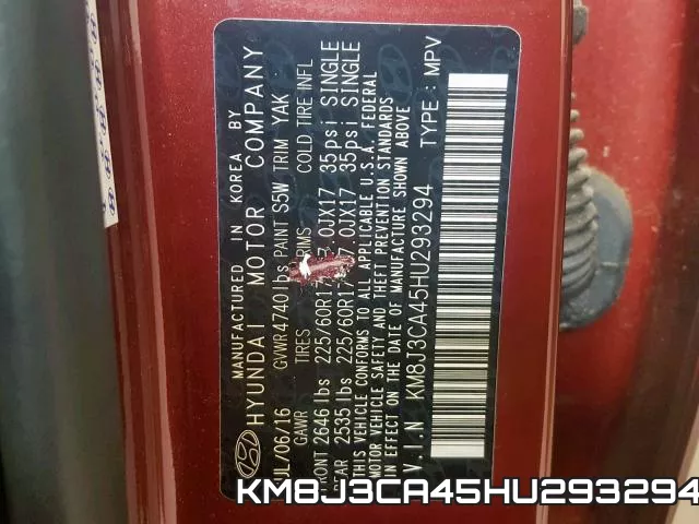 KM8J3CA45HU293294 фото 2