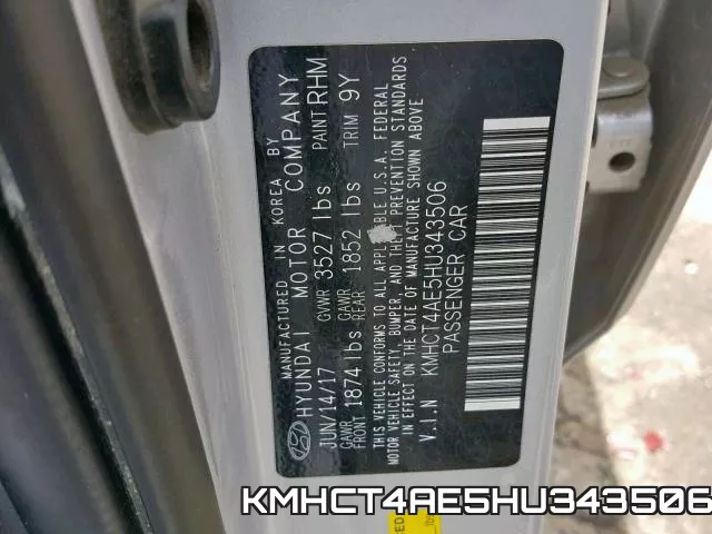 KMHCT4AE5HU343506 фото 2