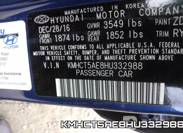 KMHCT5AE8HU332988 фото 10