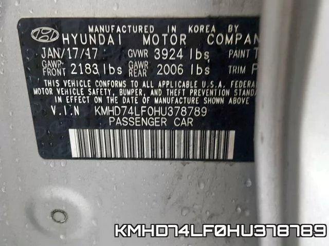 KMHD74LF0HU378789 фото 2