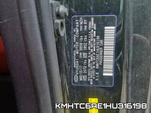 KMHTC6AE1HU316198 фото 2