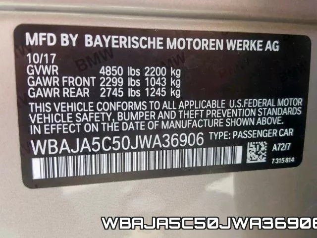 WBAJA5C50JWA36906 фото 2