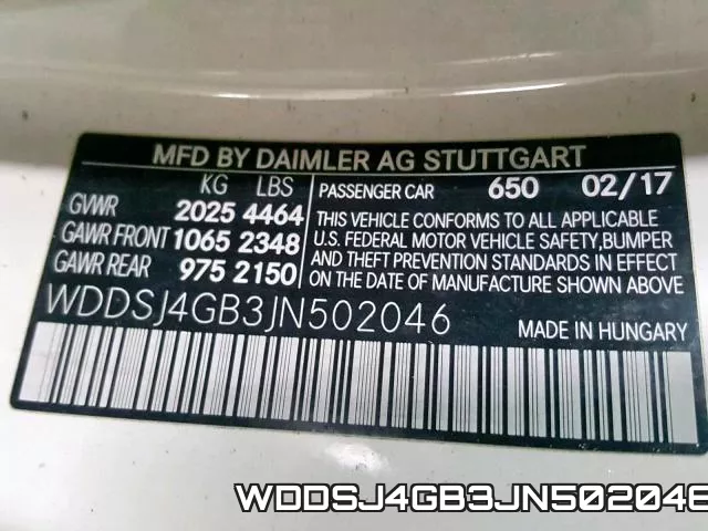 WDDSJ4GB3JN502046 фото 2
