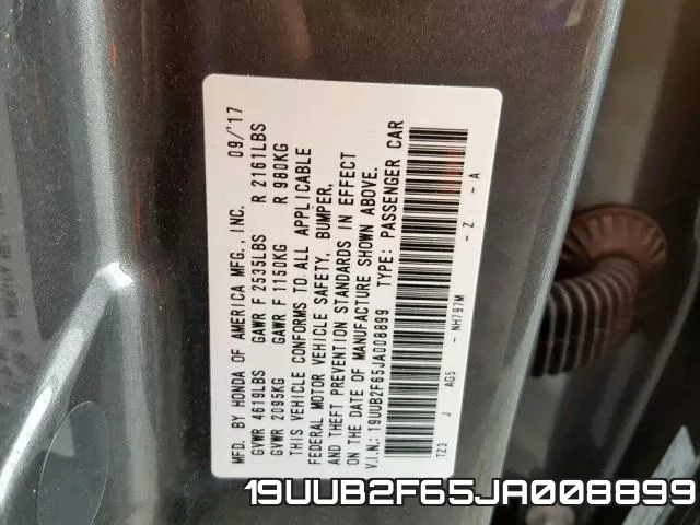 19UUB2F65JA008899 фото 2