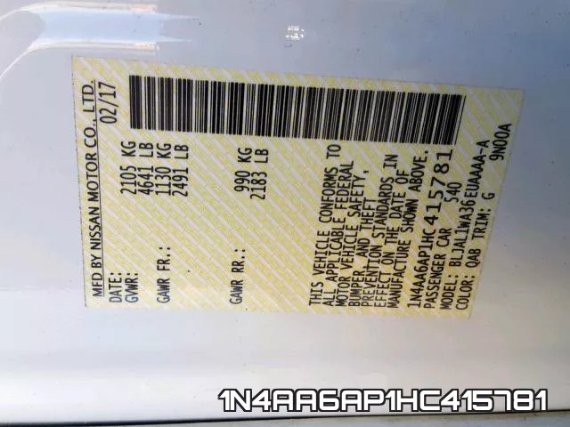 1N4AA6AP1HC415781 фото 2