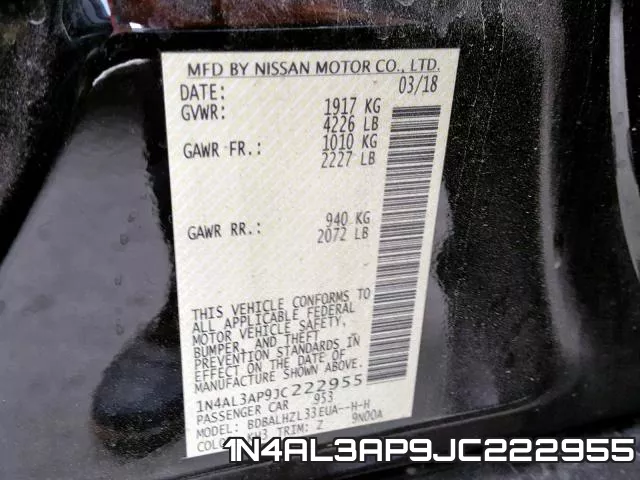 1N4AL3AP9JC222955 фото 2