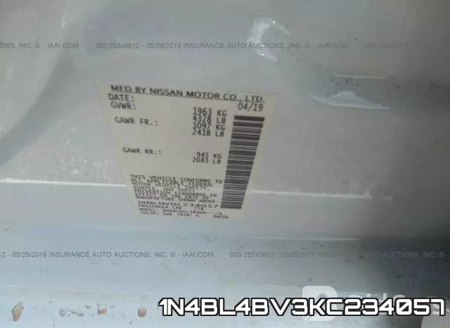 1N4BL4BV3KC234057 фото 10
