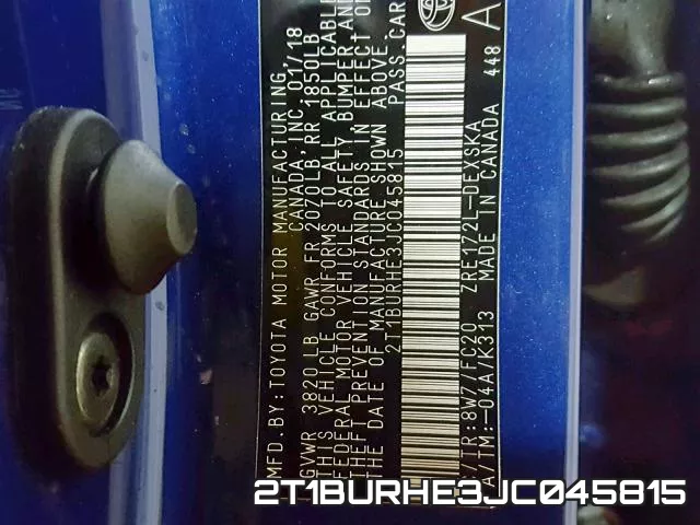 2T1BURHE3JC045815 фото 2