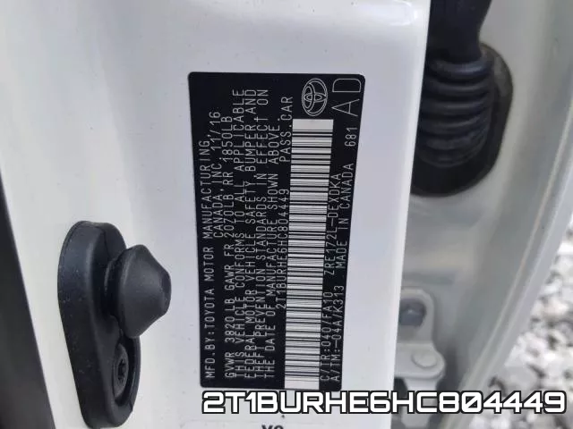 2T1BURHE6HC804449 фото 2