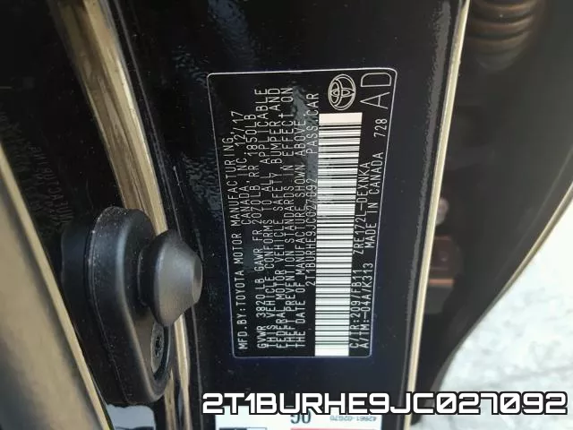 2T1BURHE9JC027092 фото 2