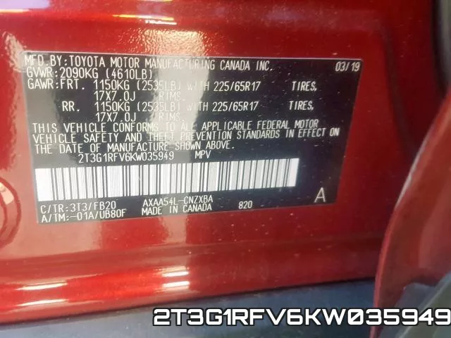2T3G1RFV6KW035949 фото 2