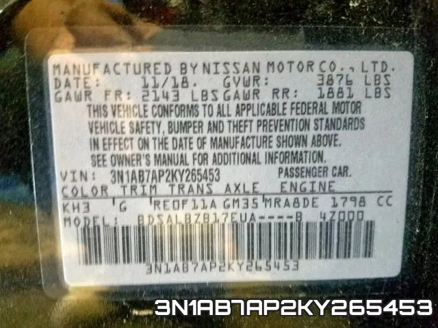 3N1AB7AP2KY265453 фото 2
