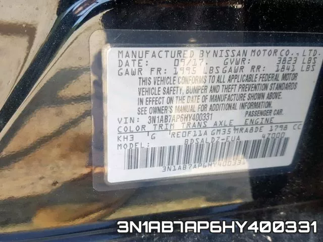3N1AB7AP6HY400331 фото 2