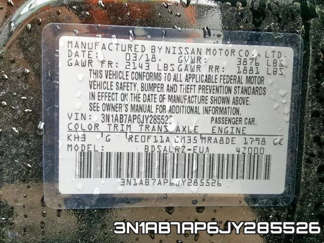 3N1AB7AP6JY285526 фото 2