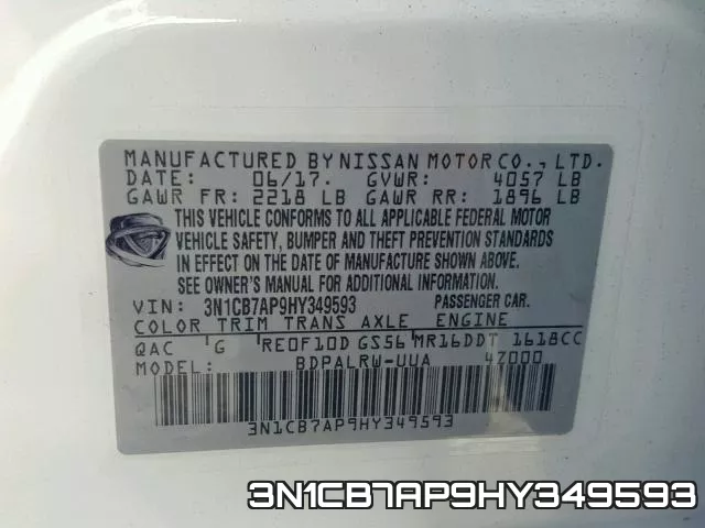 3N1CB7AP9HY349593 фото 2