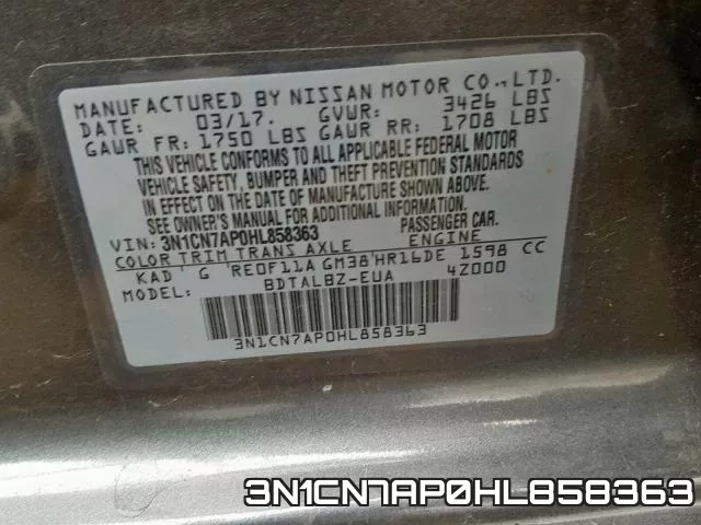 3N1CN7AP0HL858363 фото 2